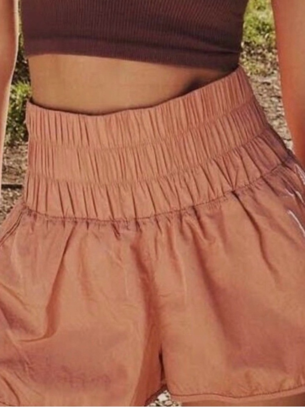 FP Movement by Free People peach Smocked Waist Athletic Shorts